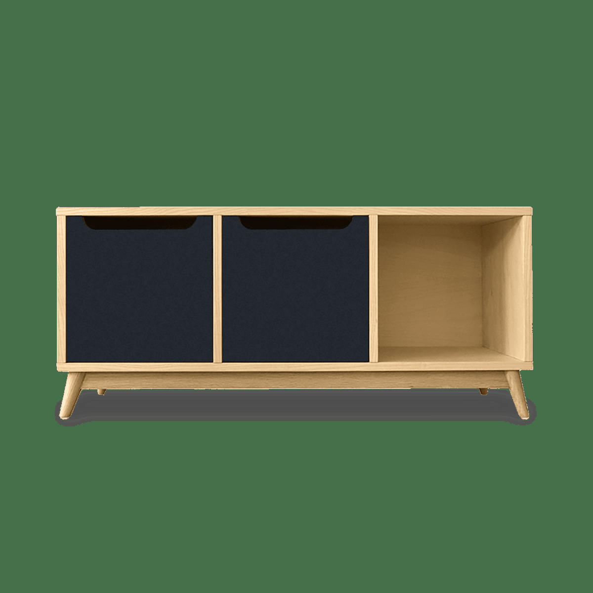 KILT - Meuble bas, 2 portes, 1 niche de rangement, chêne et gris anthracite.