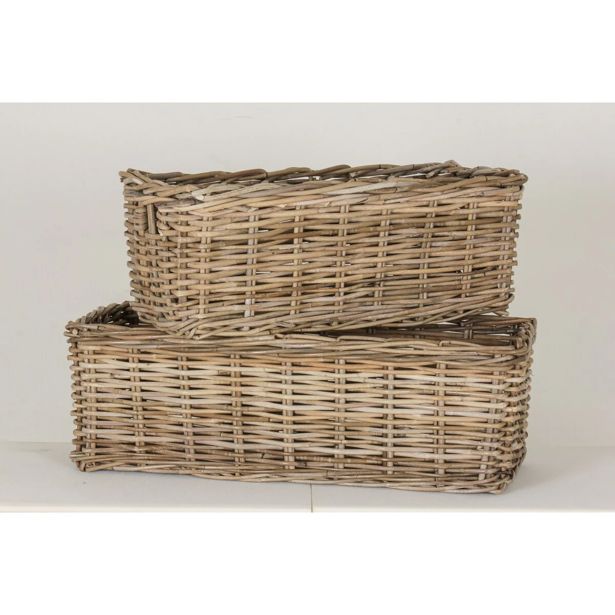 Grayson Natural Rattan Woven Nested Basket Set by East at Main (Set of 2)