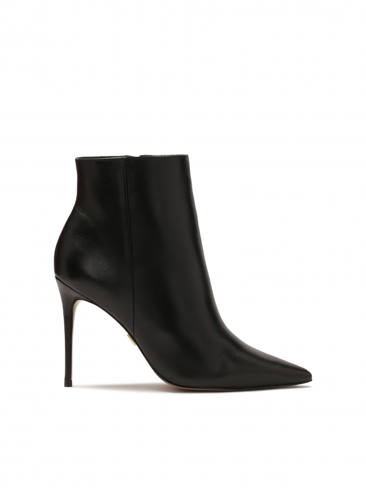 Black leather heeled boots