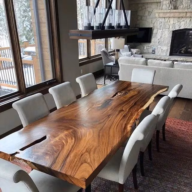 Live Edge Walnut Dining Table: walnut Farmhouse Kitchen