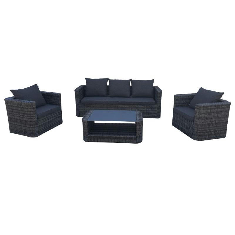 DALIA - Salon de jardin 5 places en résine tressée gris