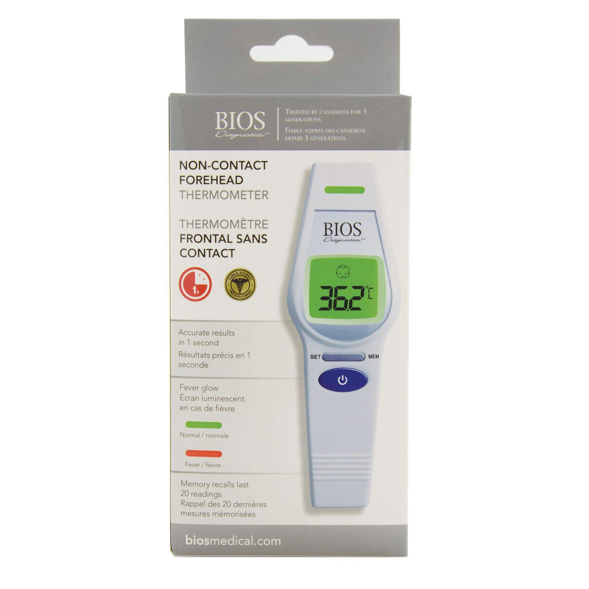 Bios Diagnostics Non-Contact Digital Infrared Forehead Thermometer, 1-Second Reading