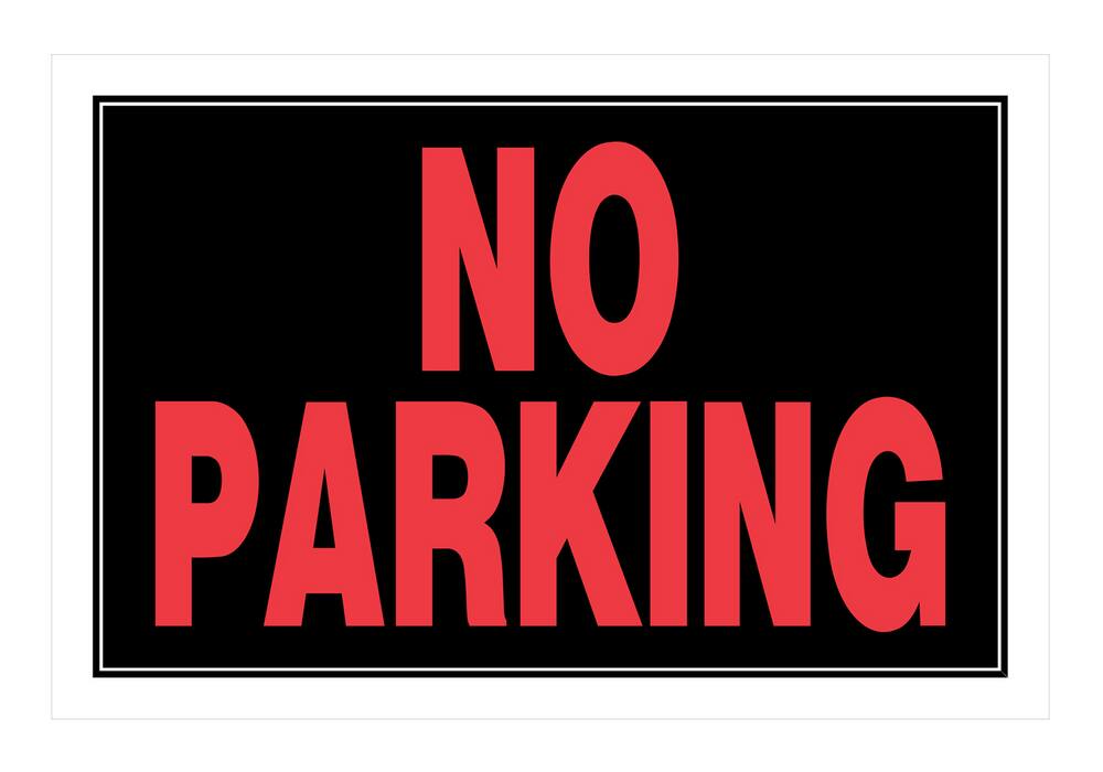 Hillman Self-Adhesive No Parking Sign, 8 x 12-in, Black/Red/White