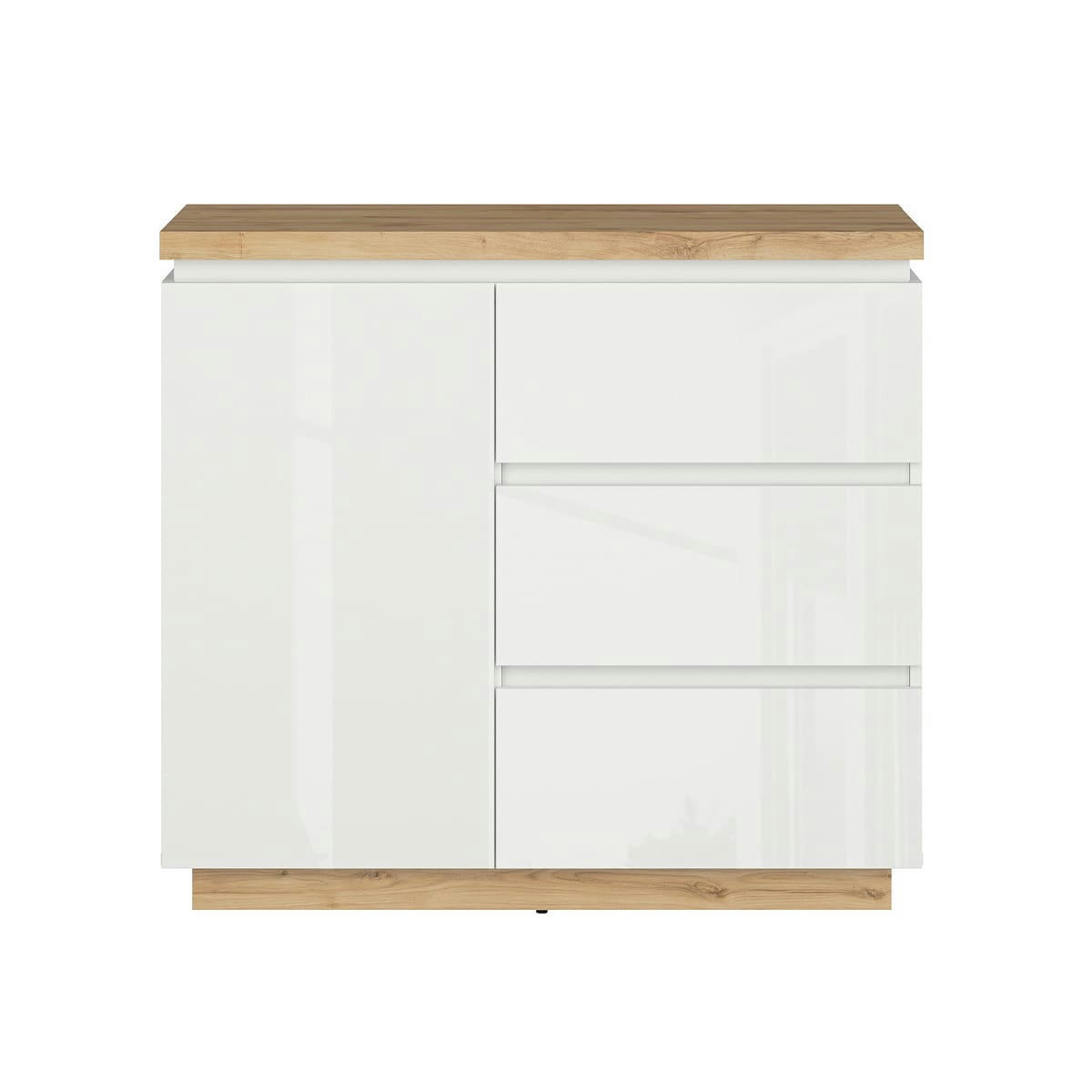 - Commode 3 tiroirs 1 porte blanche et naturelle