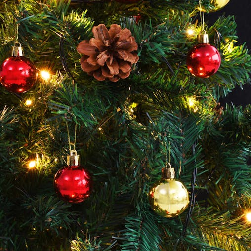 NNEVL Artificial Christmas Tree with Baubles and LEDs Green 150 cm