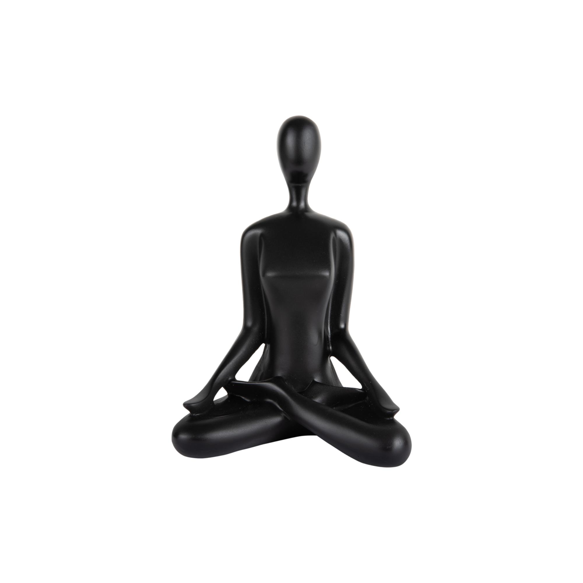 Present Time ornament Open Lotus - zwart - 15x11x21cm