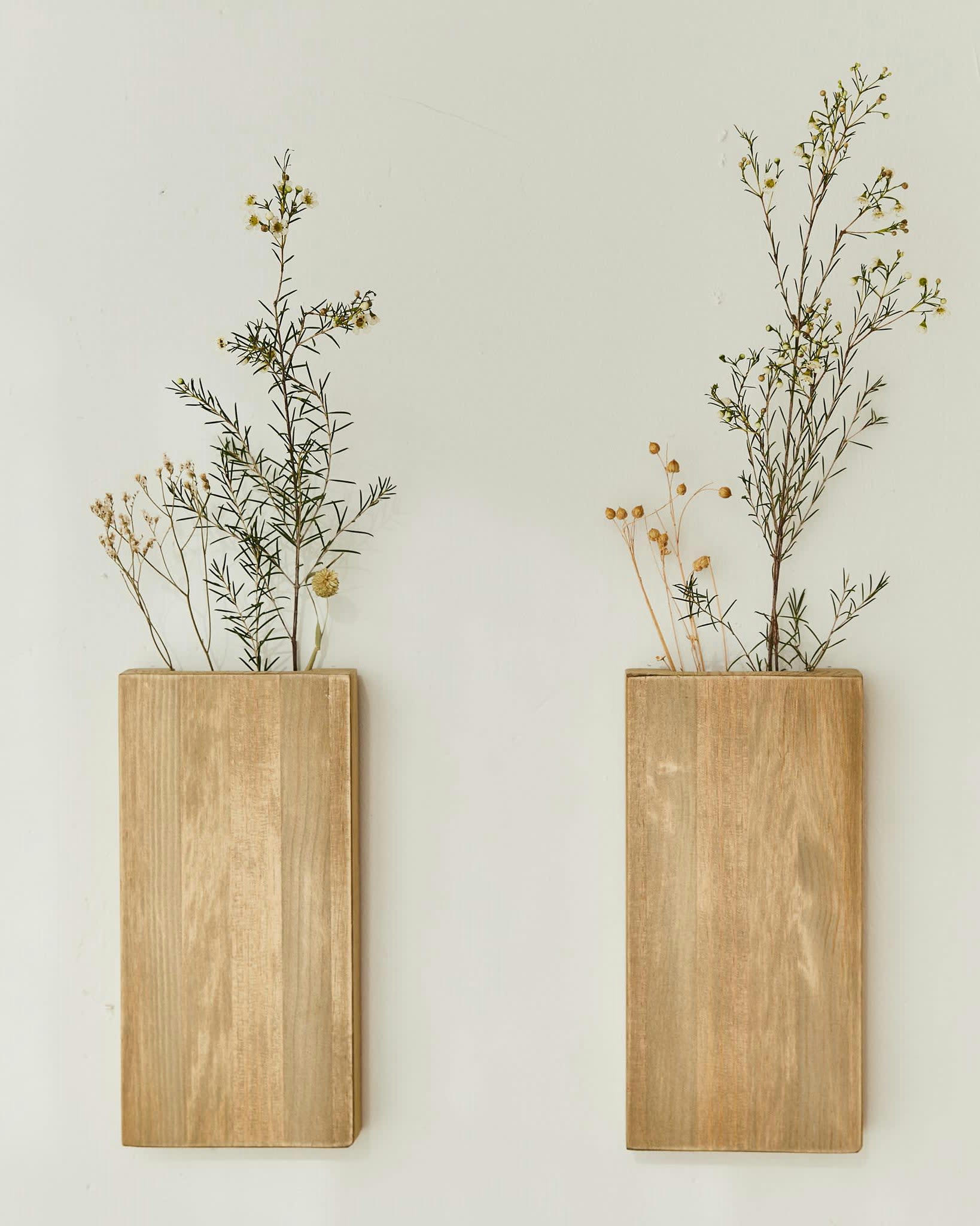 KOEN - Vase mural en bois 2 unités