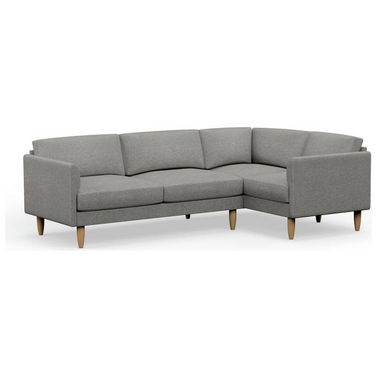 Hutch Slim Fabric Curve Arm 5 Seater Corner Sofa - Dove Grey