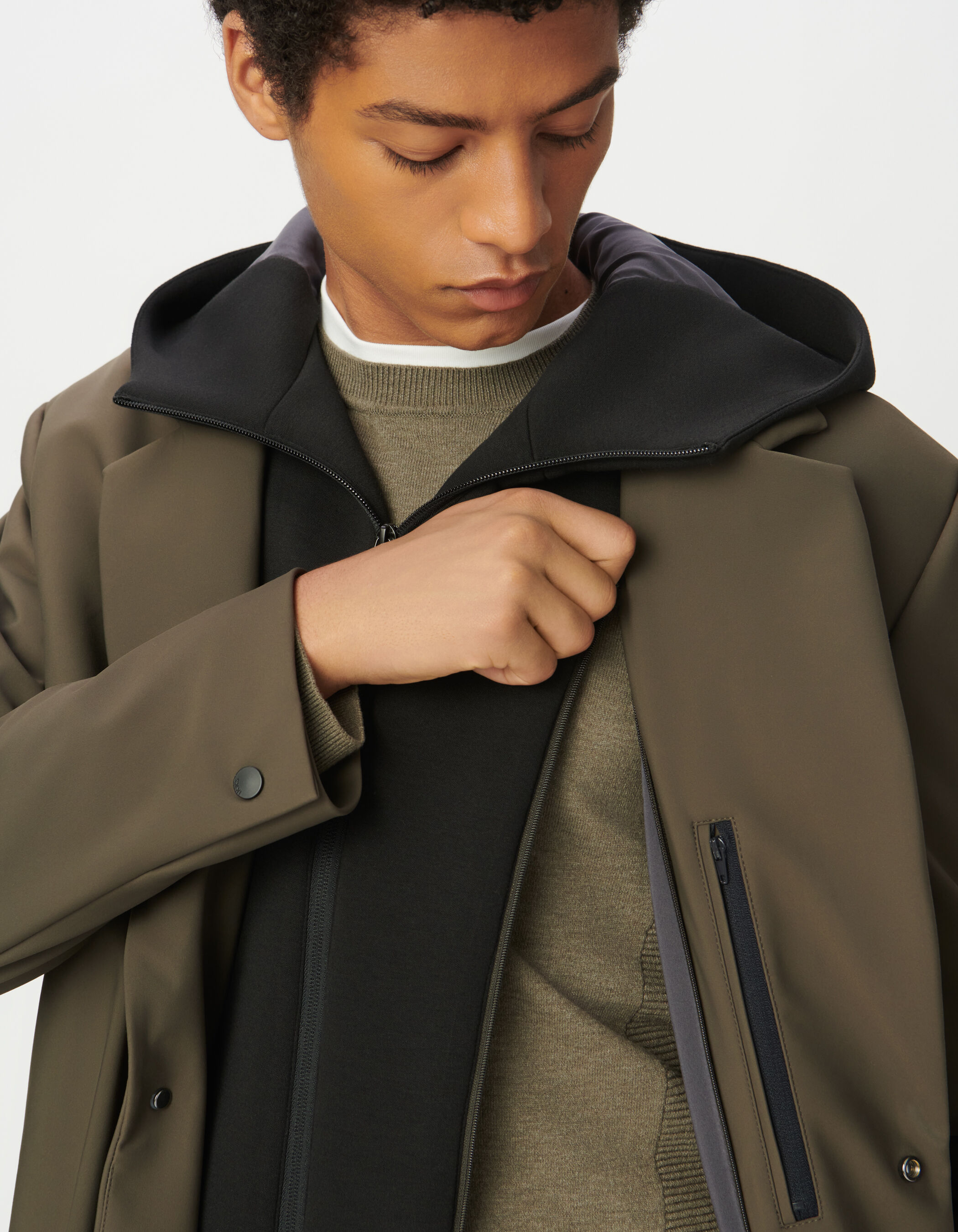 Parka kaki parementure noire amovible EASY CARE Homme