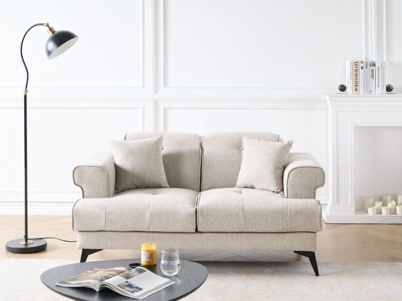 Sofa dwuosobowa tapicerowana beżowoszara