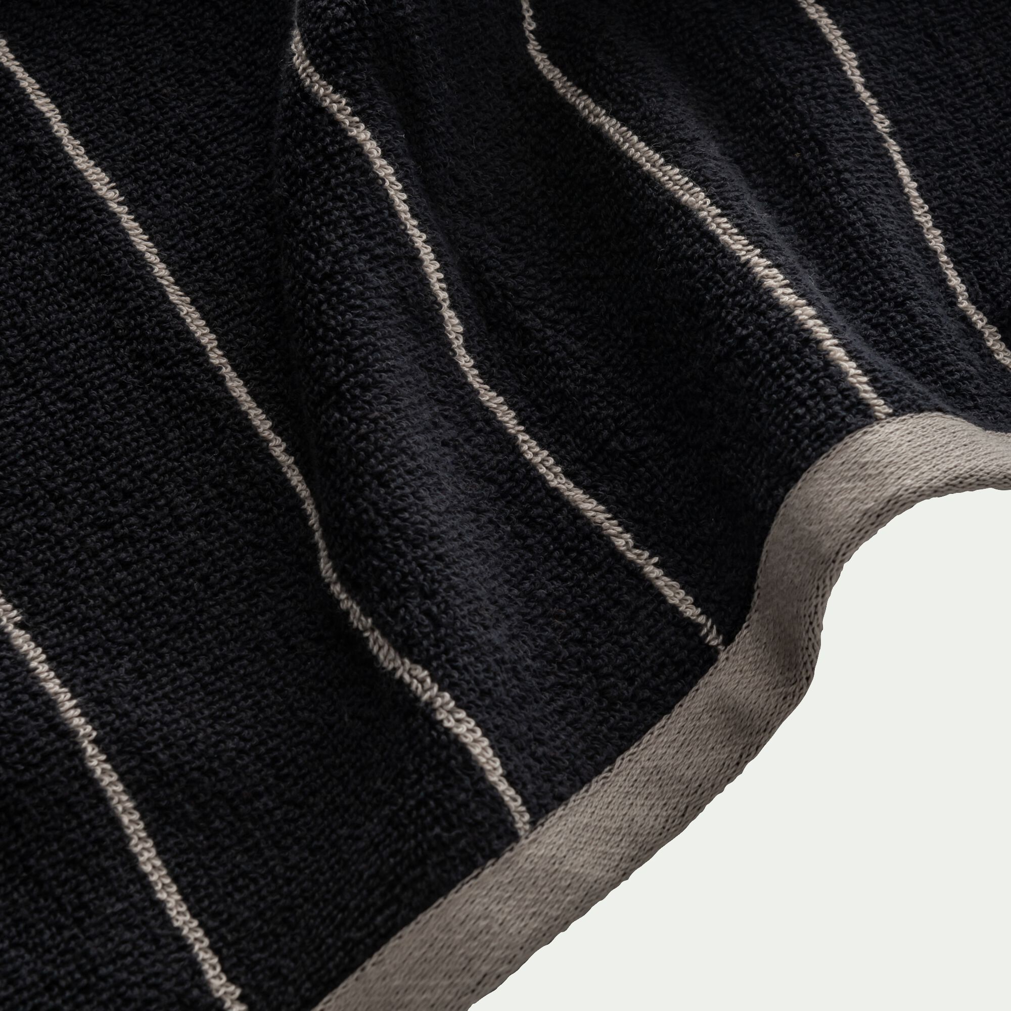 PISELLI - Drap de bain rayé en coton 100x150cm - noir