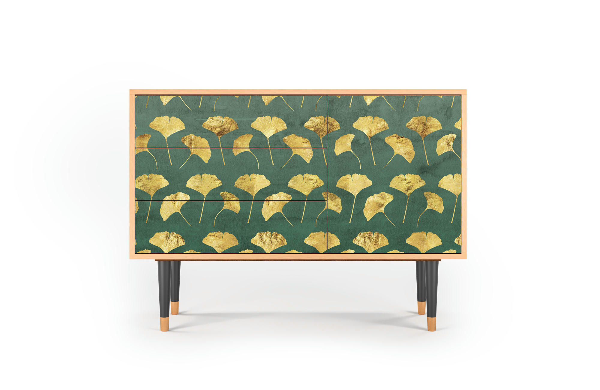 GINGKO LEAVES - Buffet  vert et jaune 3 tiroirs et 1 porte L 115 cm
