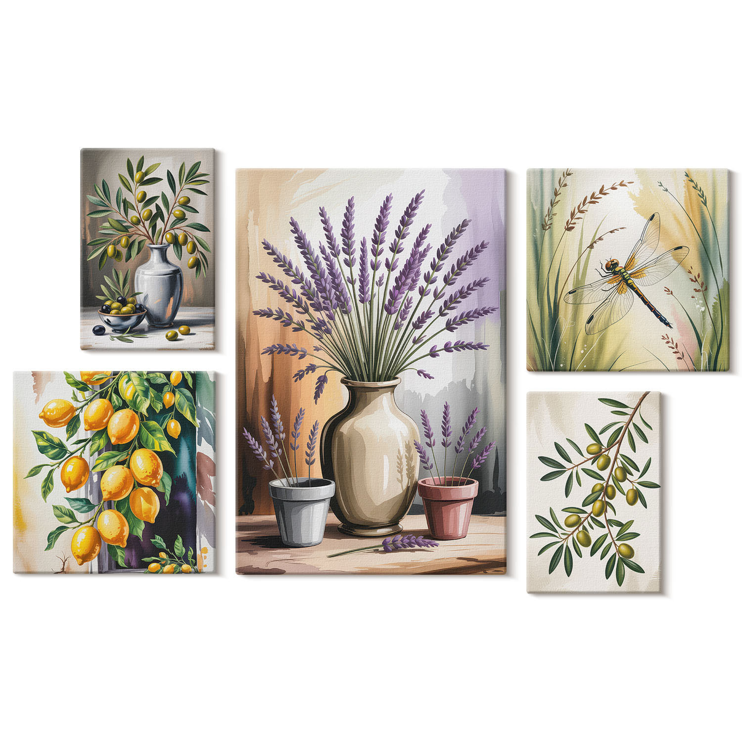Obraz canvas 5 części Oliwki i cytryny|20x30, 30x30, 40x60|Wallfluent