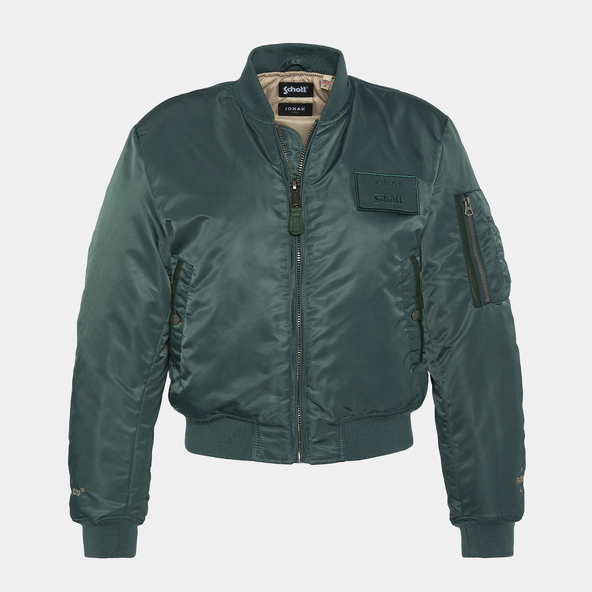 The Jonak Bomber - Jonak x Schotten nylon vert et détails en cuir | THE