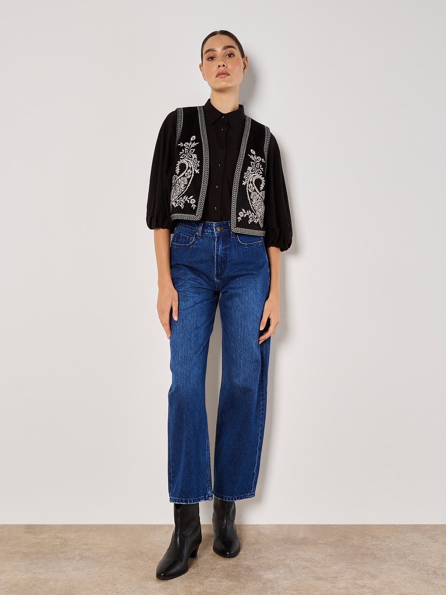 Apricot Seam Detail Puff Sleeve Shirt