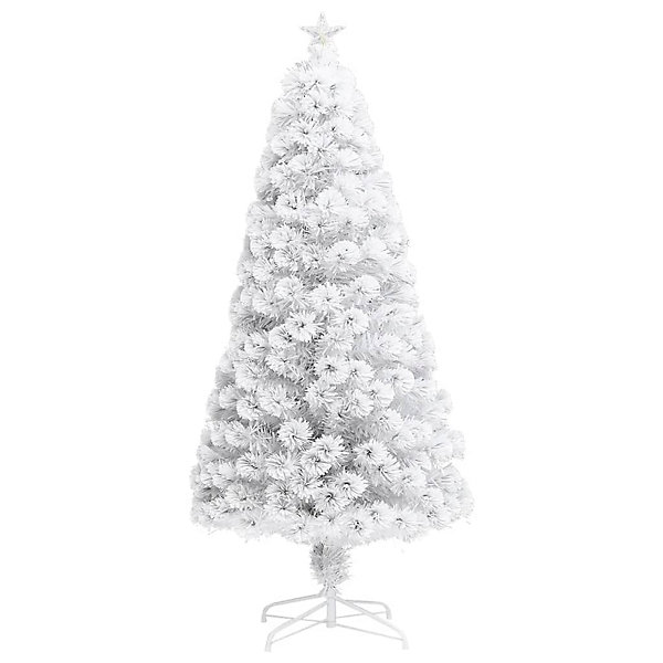 Arbre de Noël artificiel pré-éclairé blanc 120 cm fibre optique vidaXL