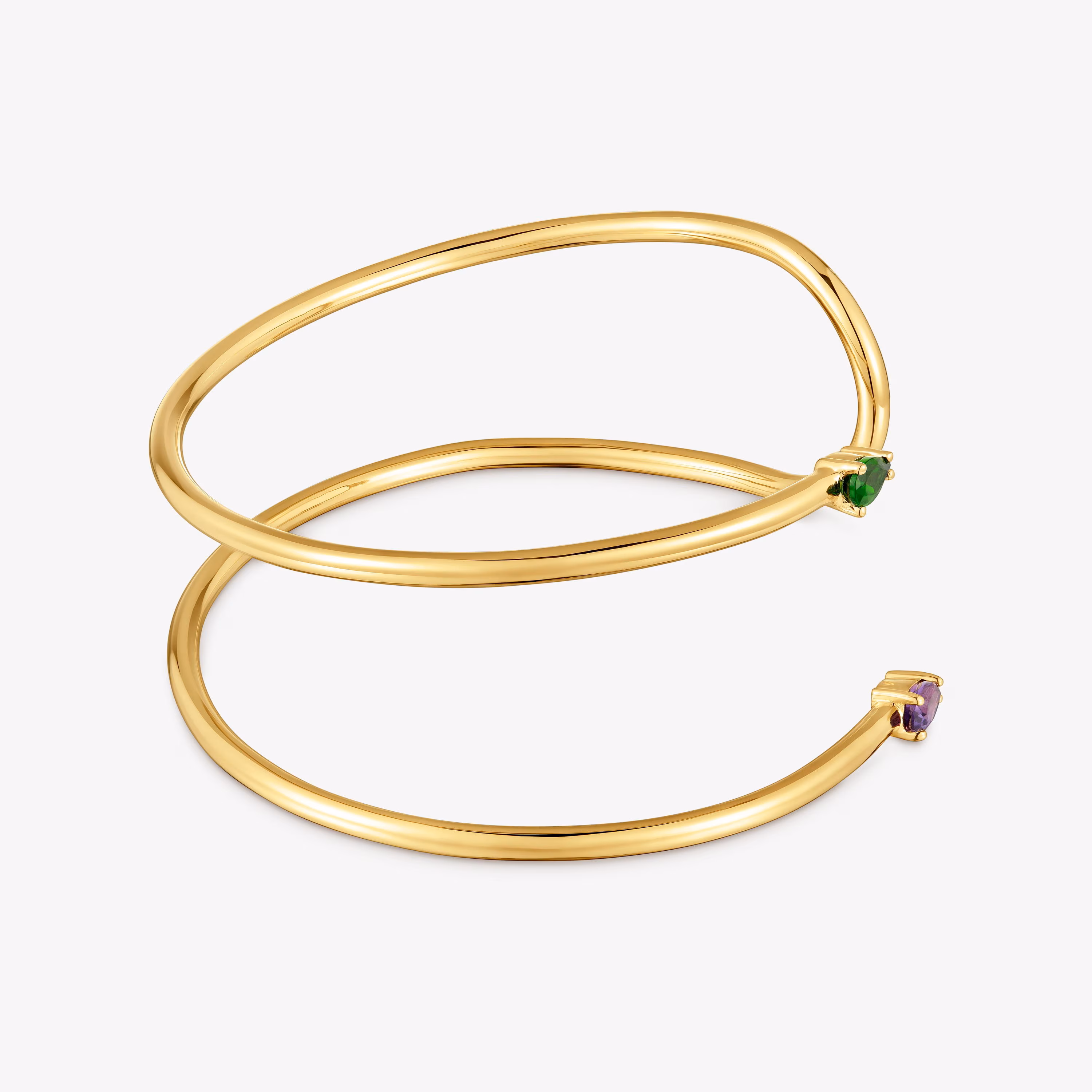 Pulsera esclava con baño de oro 18 kt sobre plata y gemas Lio