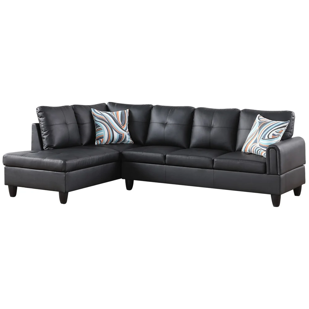 Star Home Living Leather black 2 pieces sofa set left facing