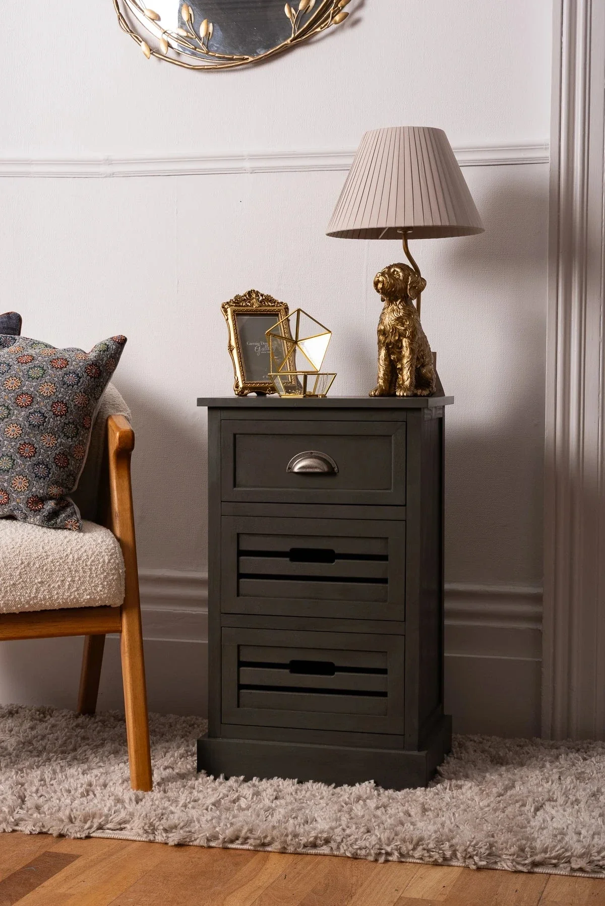 Charlie 3-Drawer Walnut Cabinet