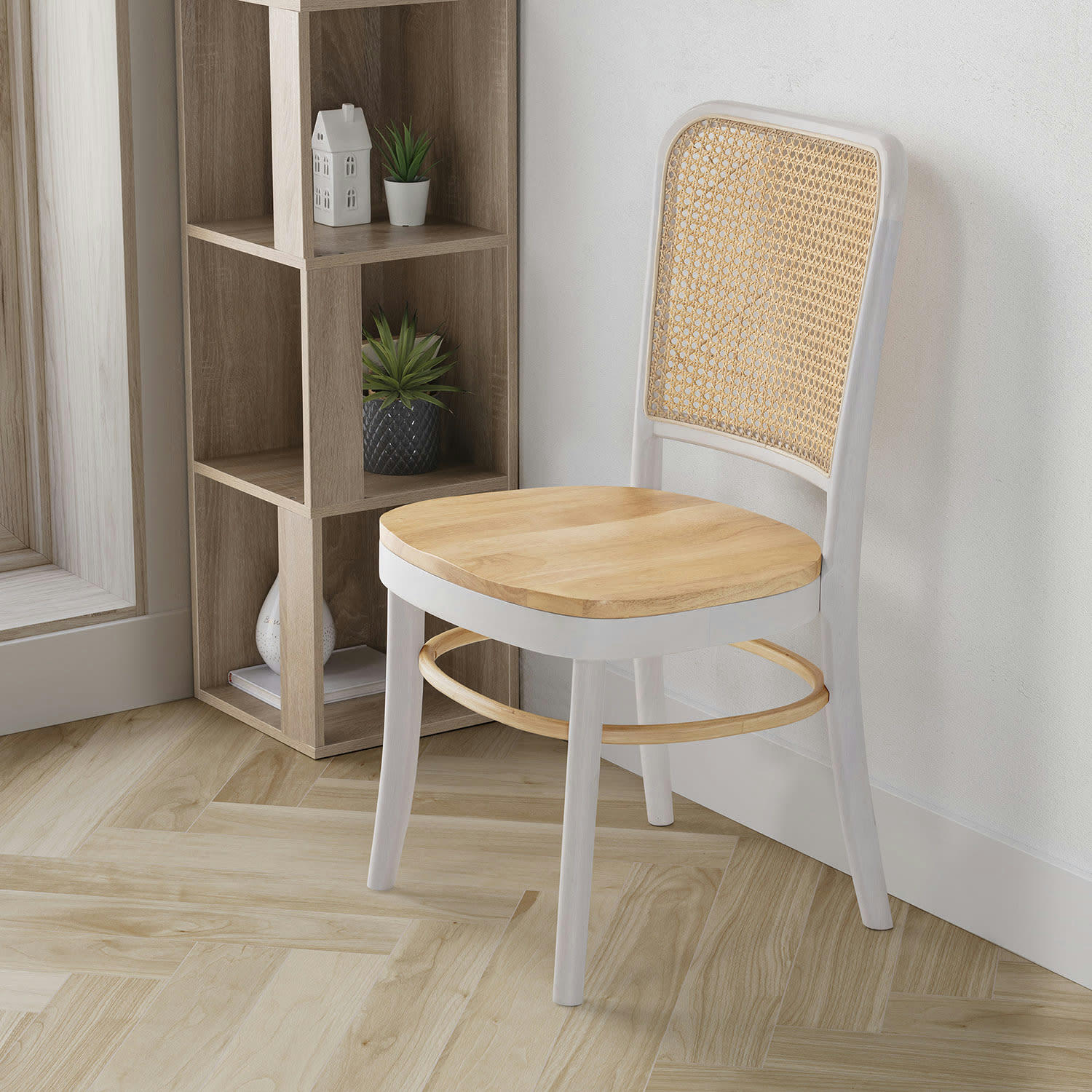 VESTA - Pack de 2 chaises couleur blanc/chêne