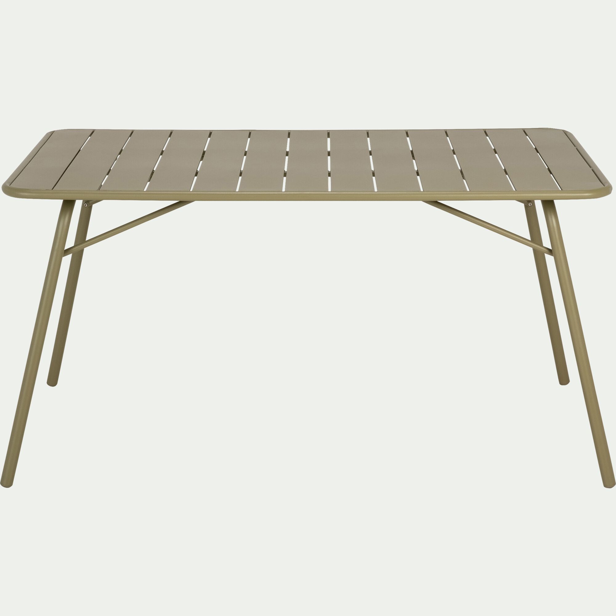 SOURIS - Table de repas jardin pliante rectangle en acier - vert kaki (6 places)