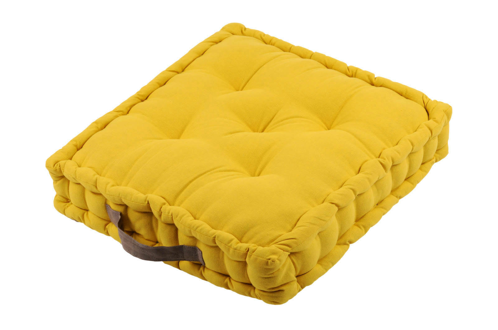 - Coussin de sol bicolore coton moutarde/taupe 45 x 45