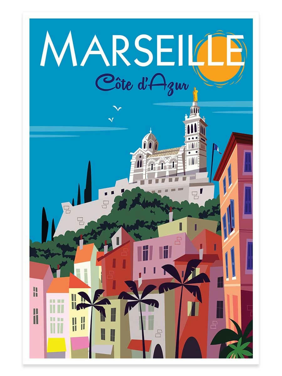 - Affiche vintage Marseille sans cadre 30x45cm