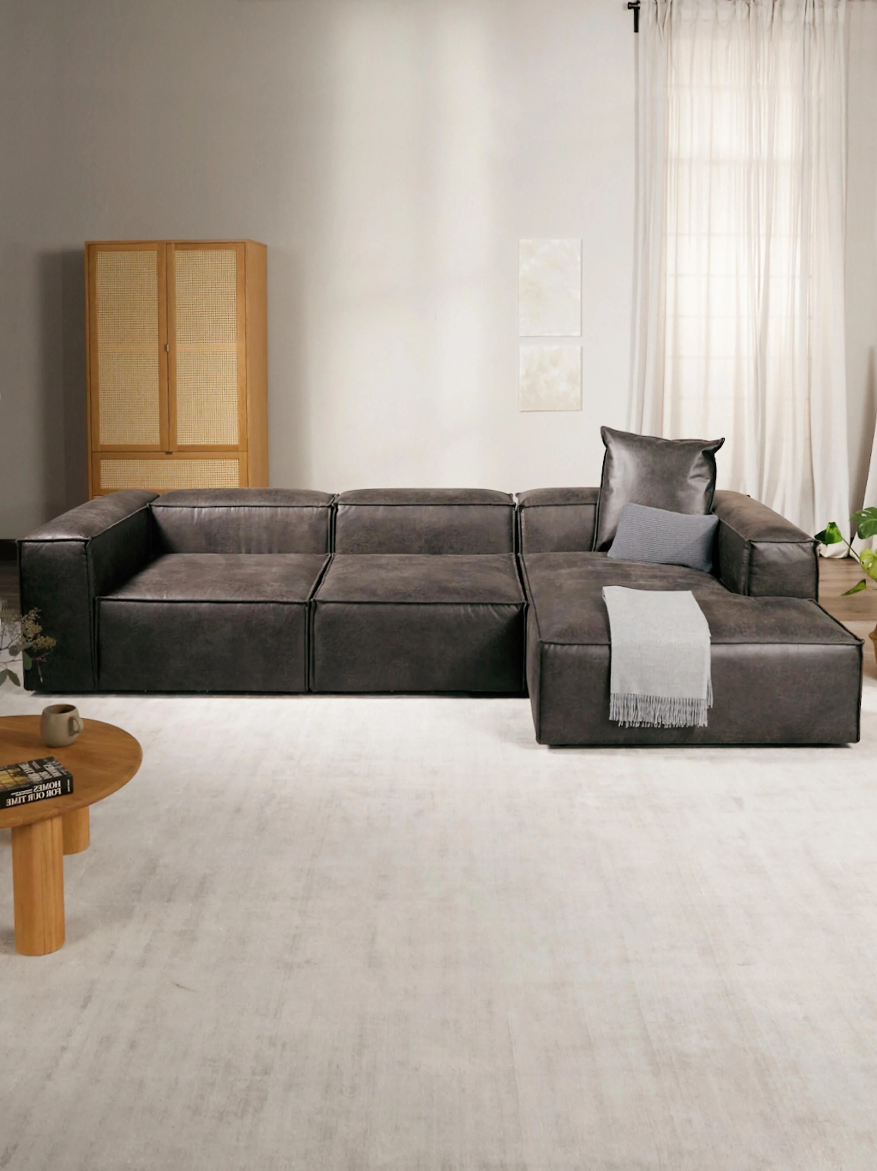 Modulares Ecksofa Lennon (4-Sitzer) aus recyceltem Leder