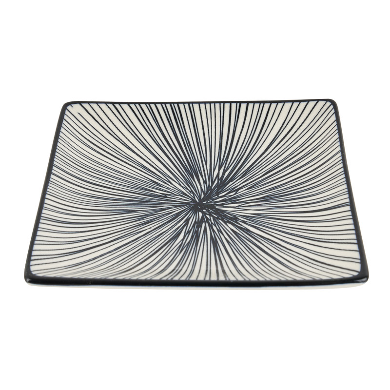 Tapas bord Sevilla - zwarte lijnen - 15x15 cm