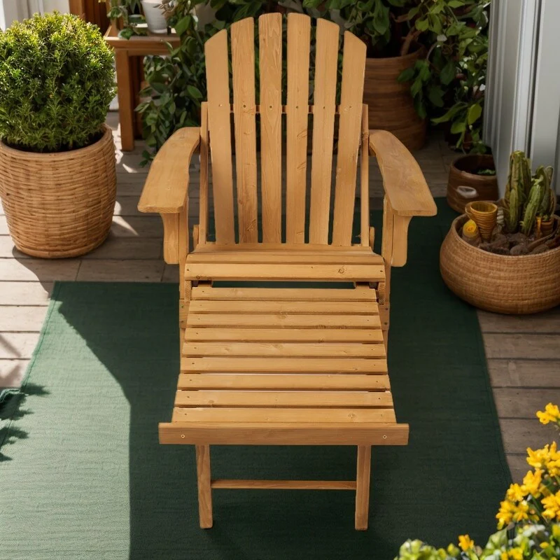 Folding Adirondack Chair – Pre-Assembled Wood Patio Chair for Outdoor‌ - 54.00in. W X30.00in.DX33.50in. H