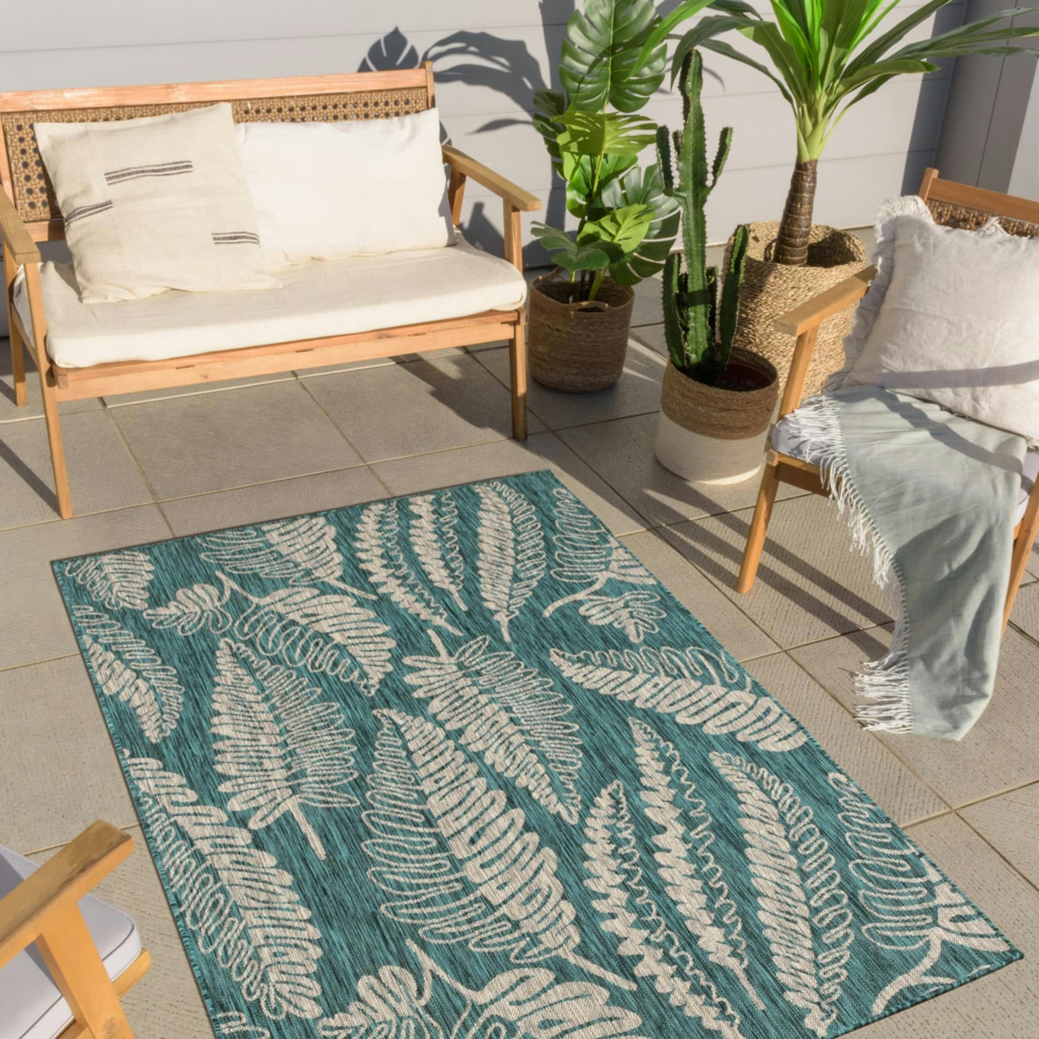 KALY - Tapis intérieur et extérieur turquoise 120x160cm