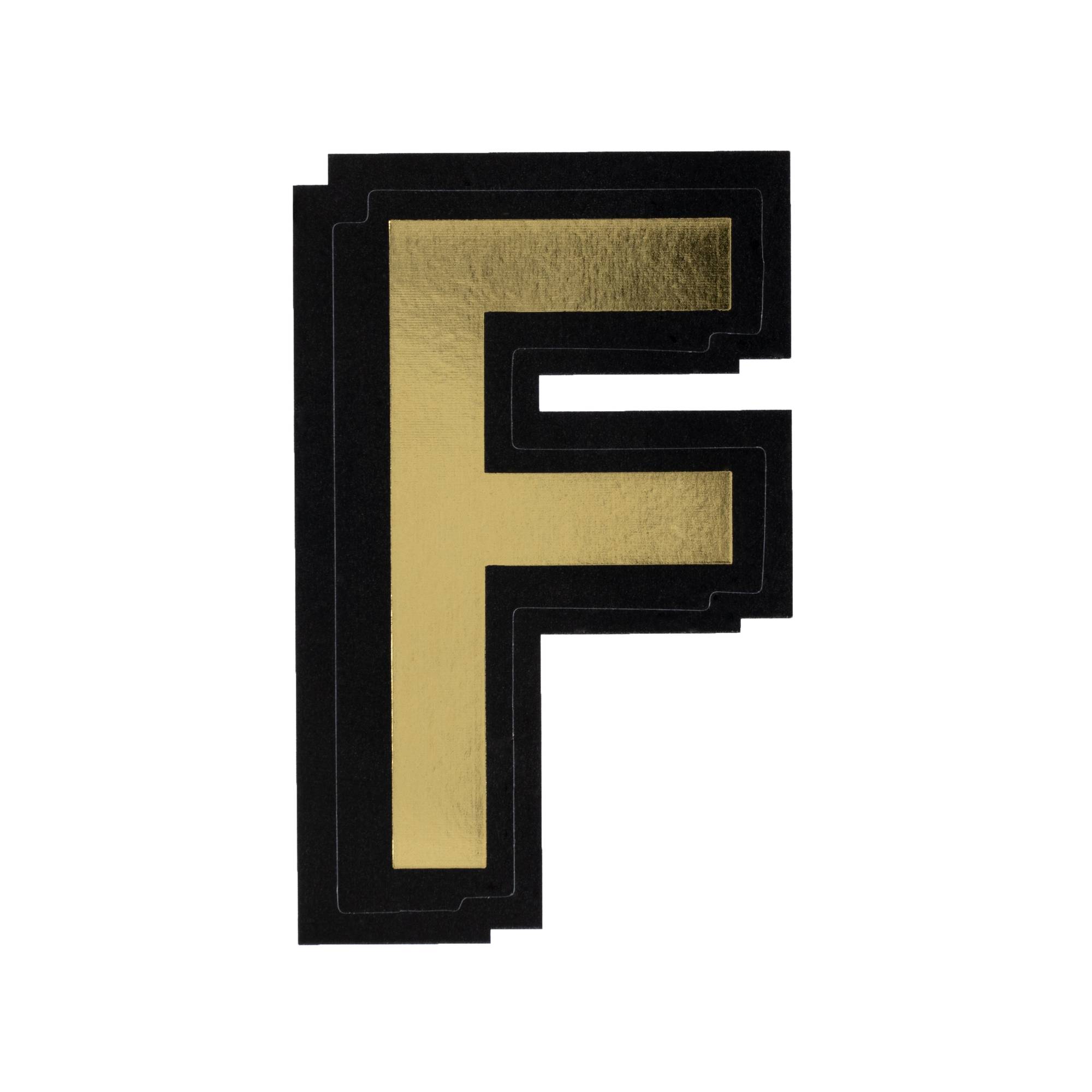 Black and Gold Vinyl Letter F Sticker 5cm