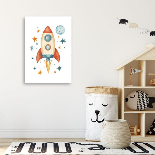 Feeby Obraz do pokoju dziecięcego, Kolorowa Rakieta Kosmos 40x60