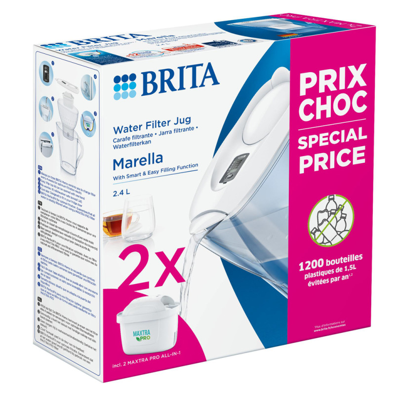 Carafe Marella avec cartouches filtrantes Maxtra  2 pièces BRITA
