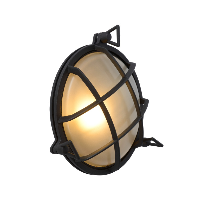Applique extérieure Dudley ronde noire dimmable E27 60 W LUCIDE