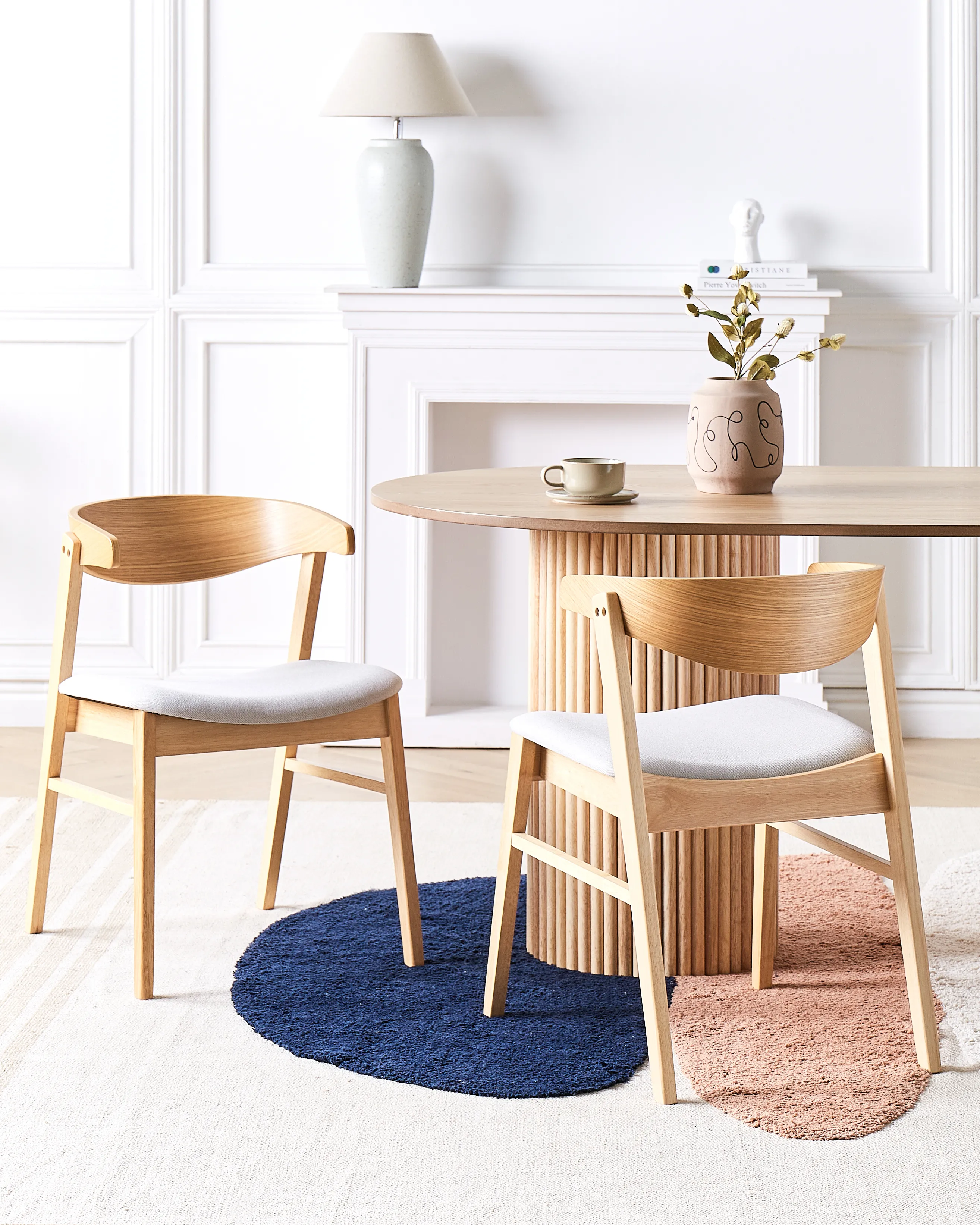 Set of 2 Dining Chairs LILLY Fabric Light Brown/ Grey