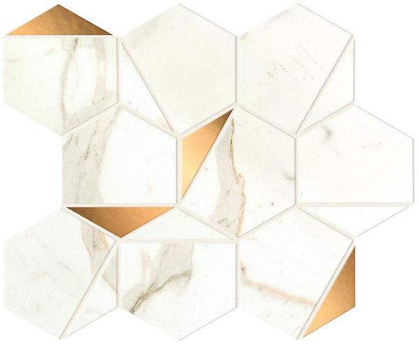 Mosaïque effet Marbre Blanc Calacatta Prima Hexa 29x25,1x0,85 cm Brillant Faventa - Mur intérieur (vendu par carton de 0,4367 m²)