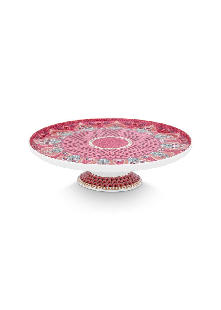 Pip Studio Flower Festival Scallop Taartplateau - Servies - Mini Taartschaal - Donkerroze - 21cm