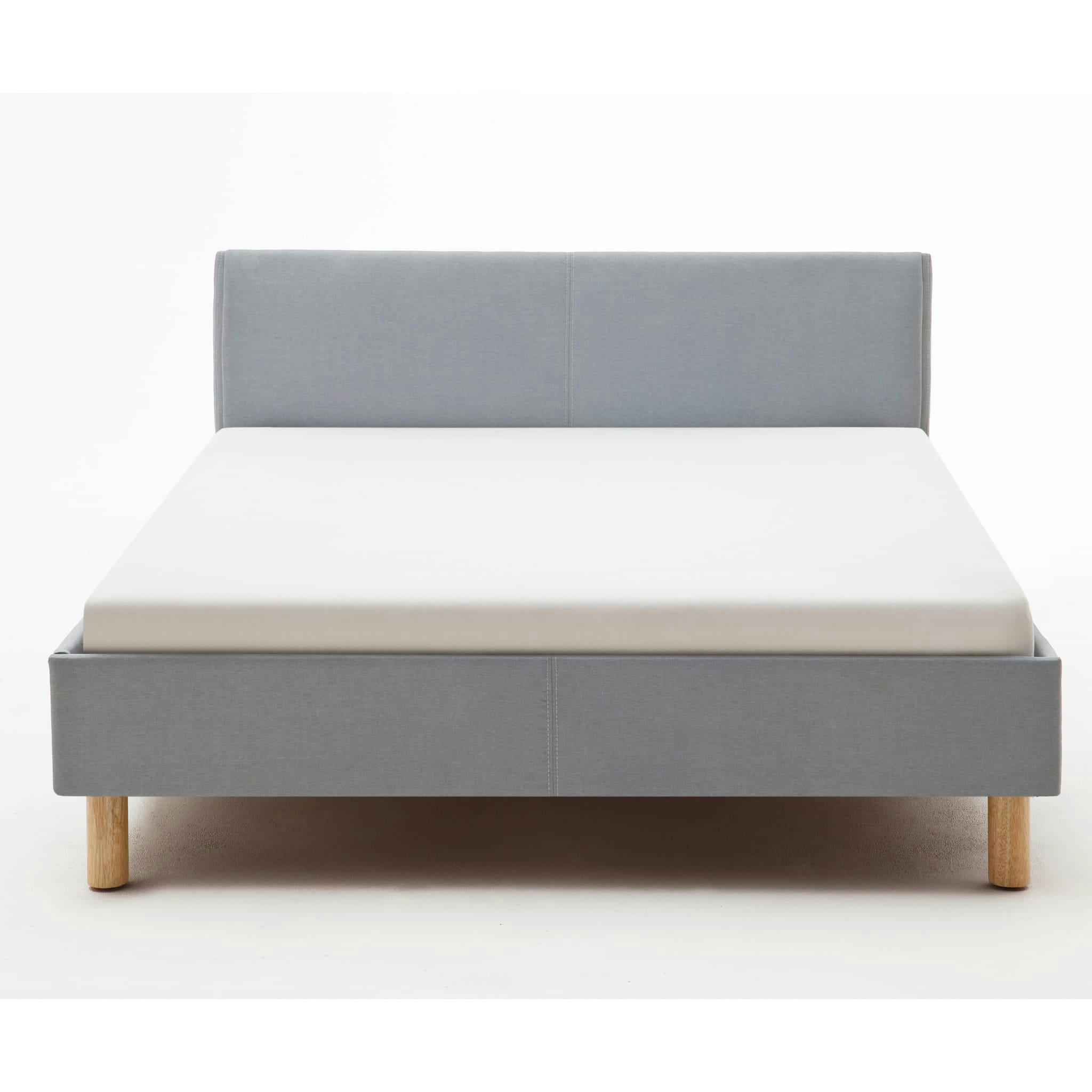 - Lit rembourré en tissu avec tête de lit lisse bleu clair 140x200