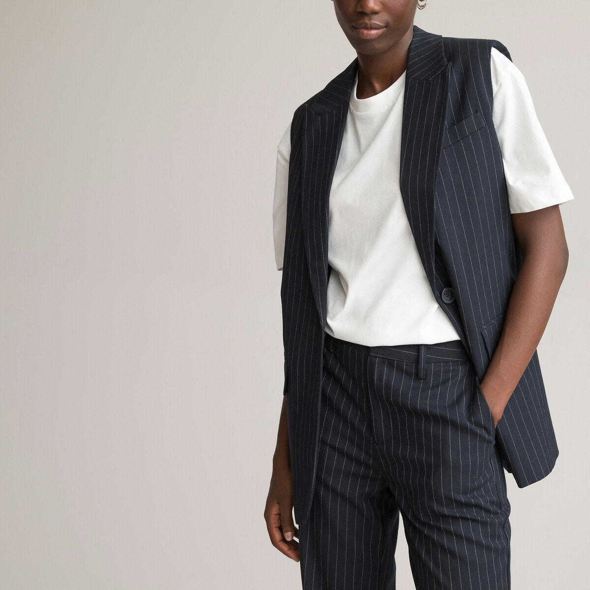 Blazer sans manches rayé