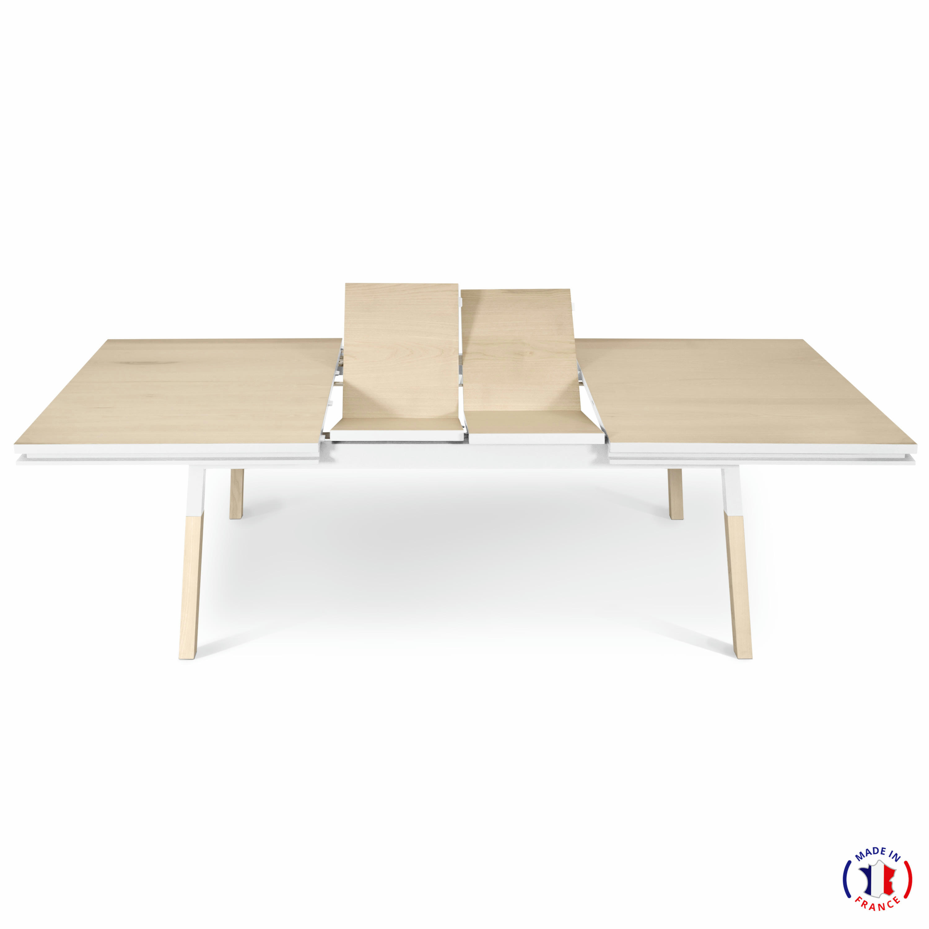 EGEE - Table 180x100 cm en frêne massif, 2 rallonges gris chocolat tanis