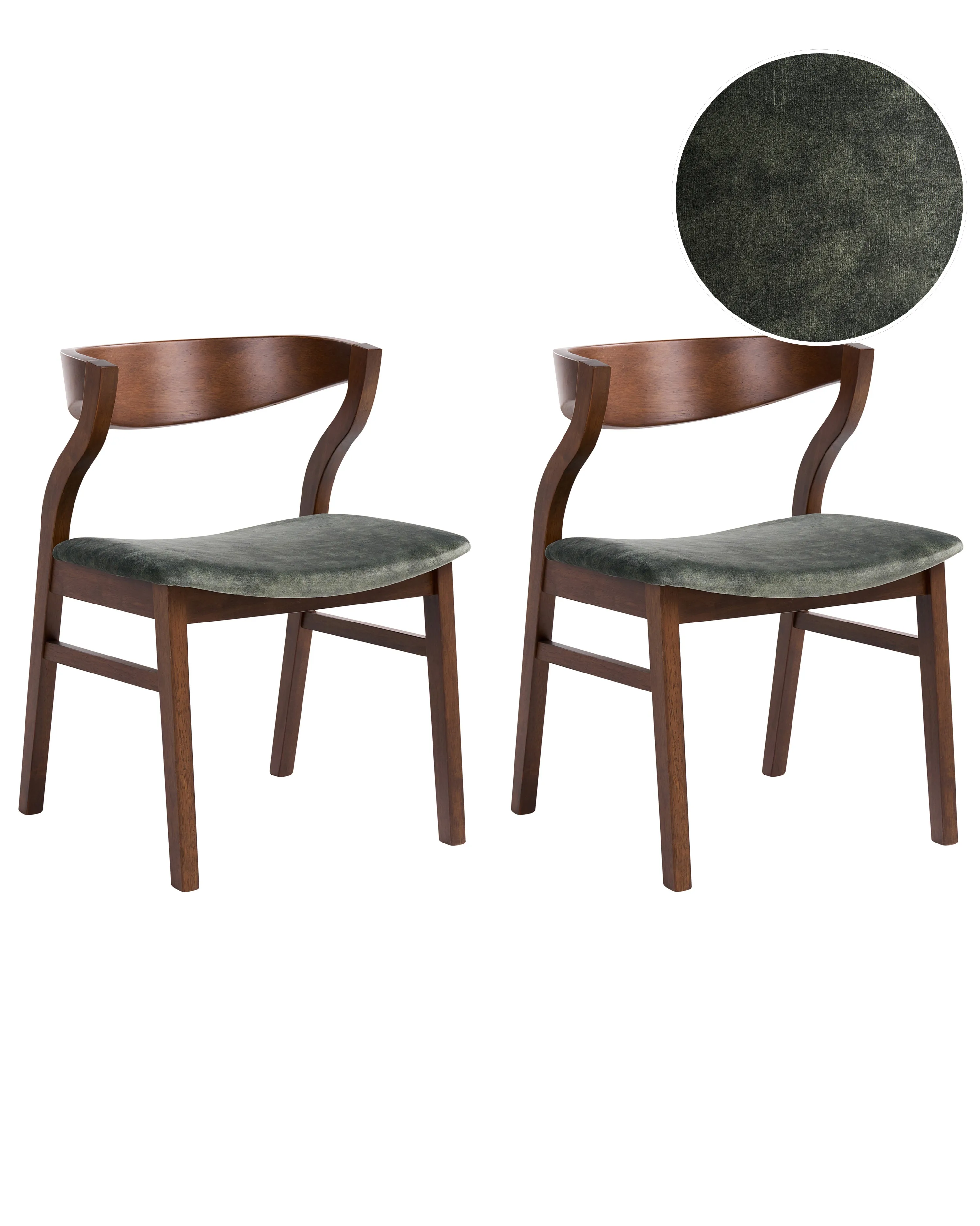 Set of 2 Dining Chairs MAROA Wood Dark Green/ Brown
