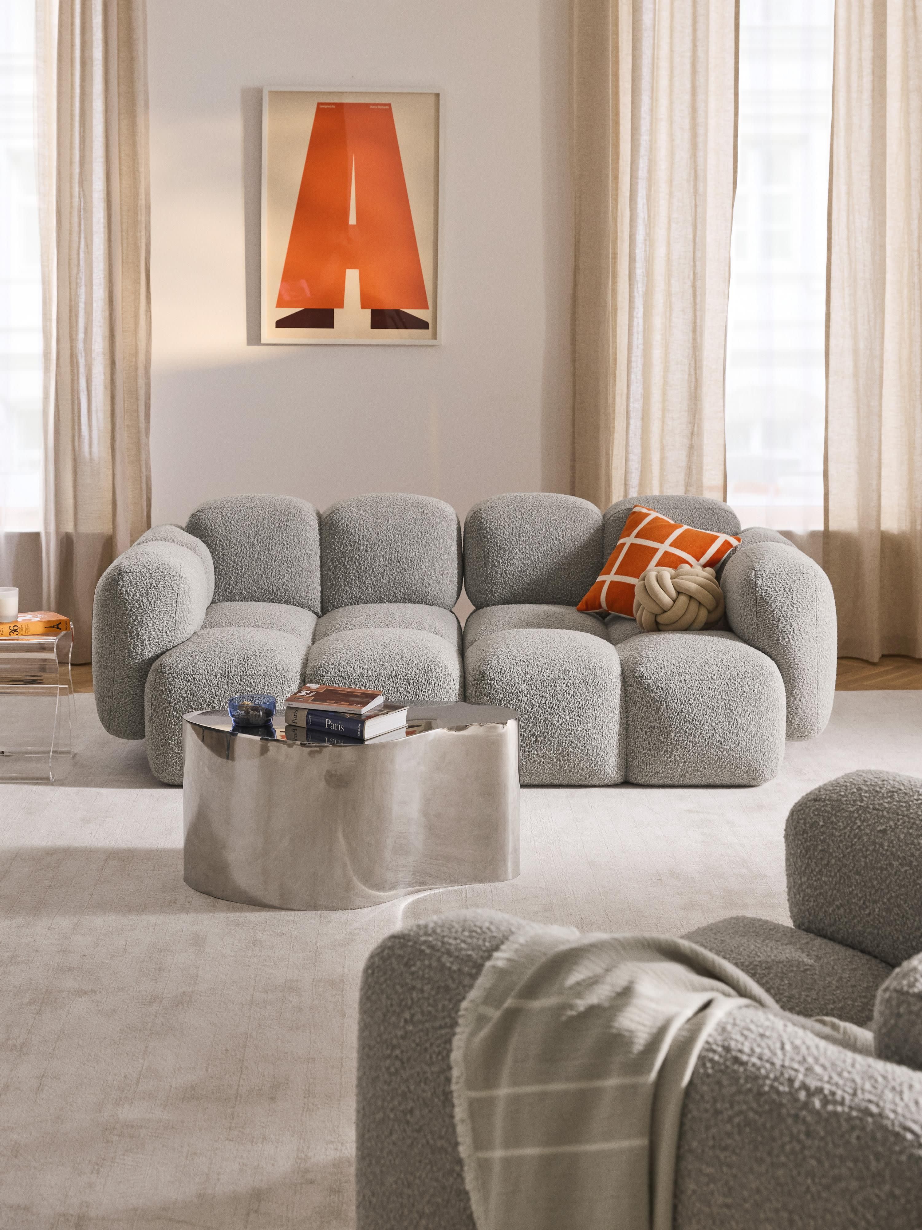 Modulares Sofa Tayla (3-Sitzer) aus Bouclé