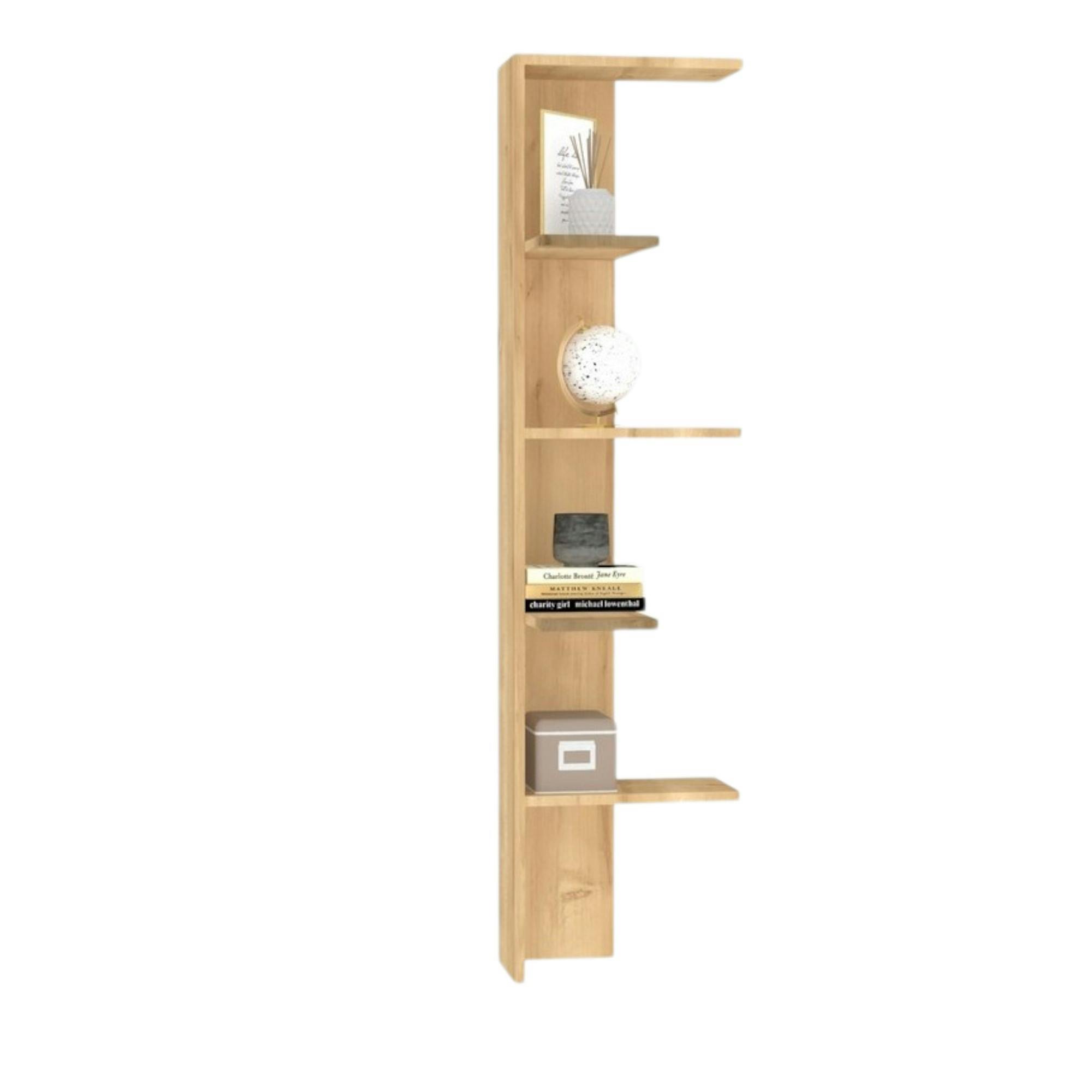 Étagère d'angle design effet bois clair MARFA