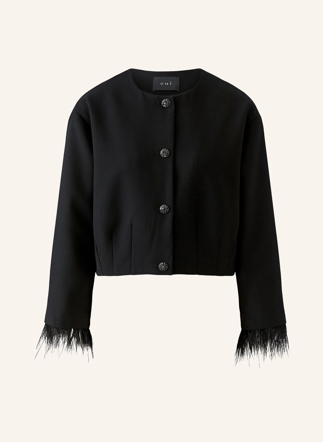 Oui Kastenjacke mit Schmucksteinen
