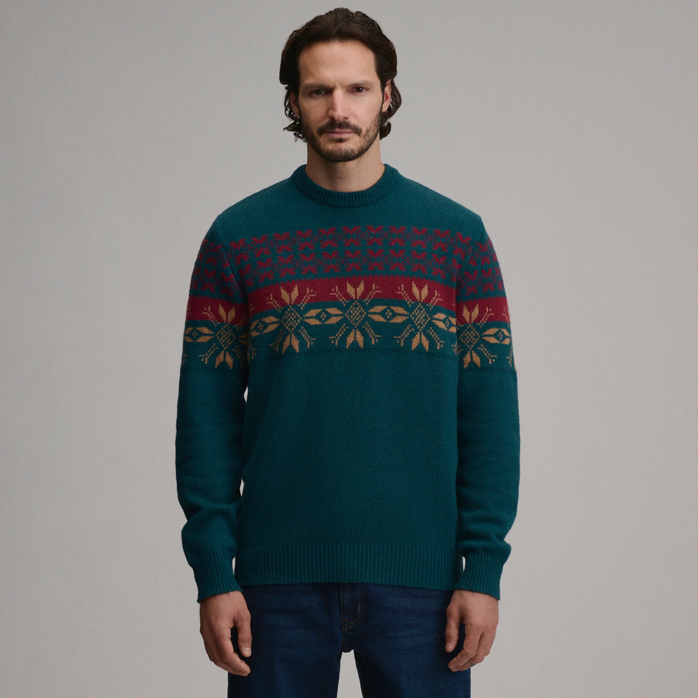 Men's Holiday Festive Jacquard Crew Sweater