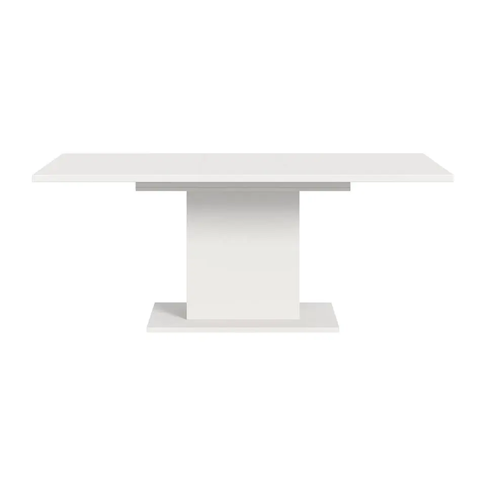 Hioshop Motion eetkamertafel zuilpoot 90x150/190cm incl 1 verlengblad wit