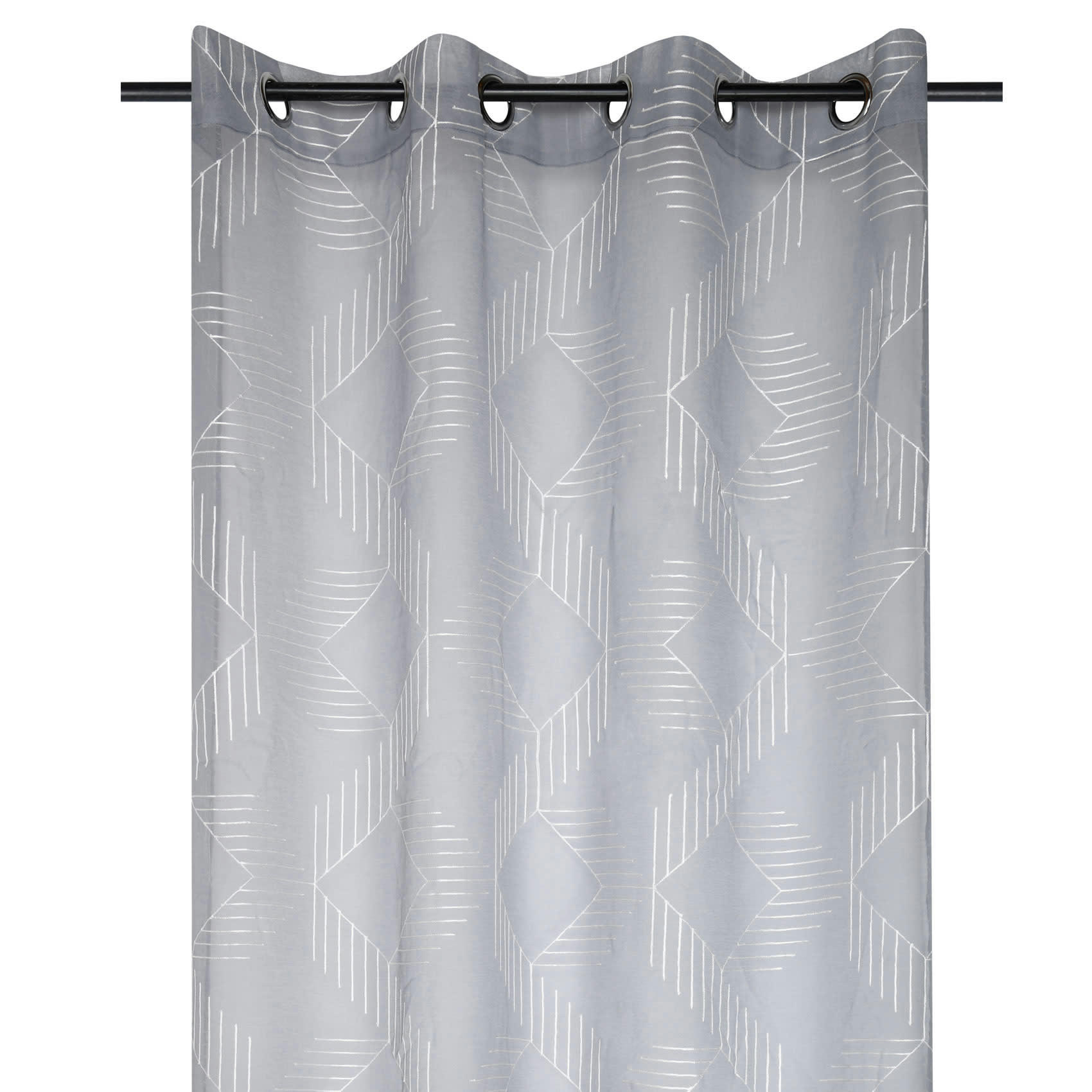 - Voilage tamisant esprit graphique polyester gris perle 140x260 cm