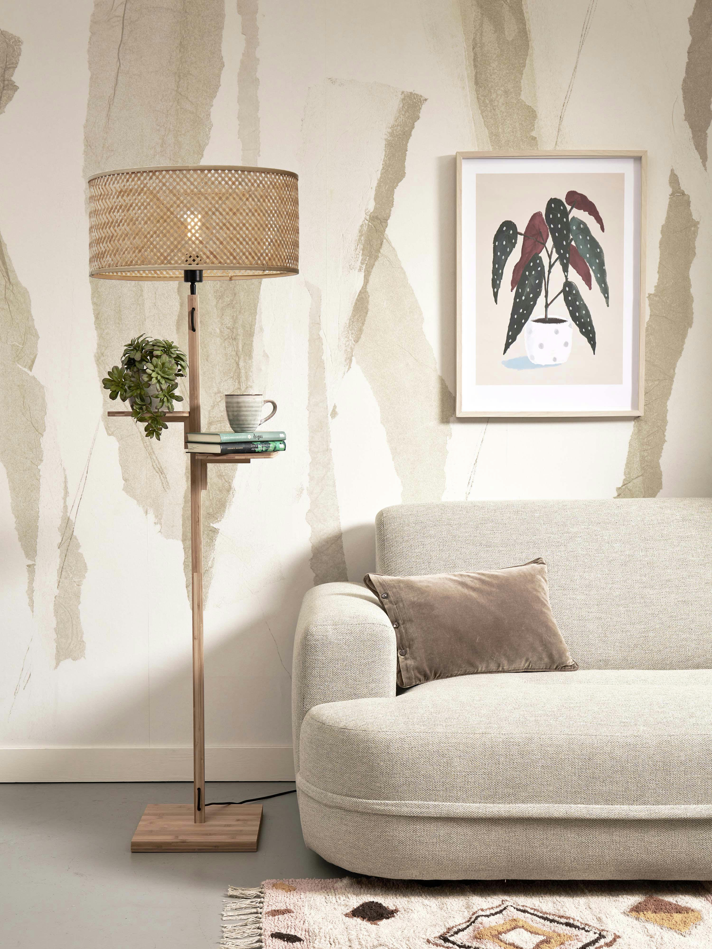 JAVA - Lampadaire bambou abat-jour bambou naturel, h. 158cm