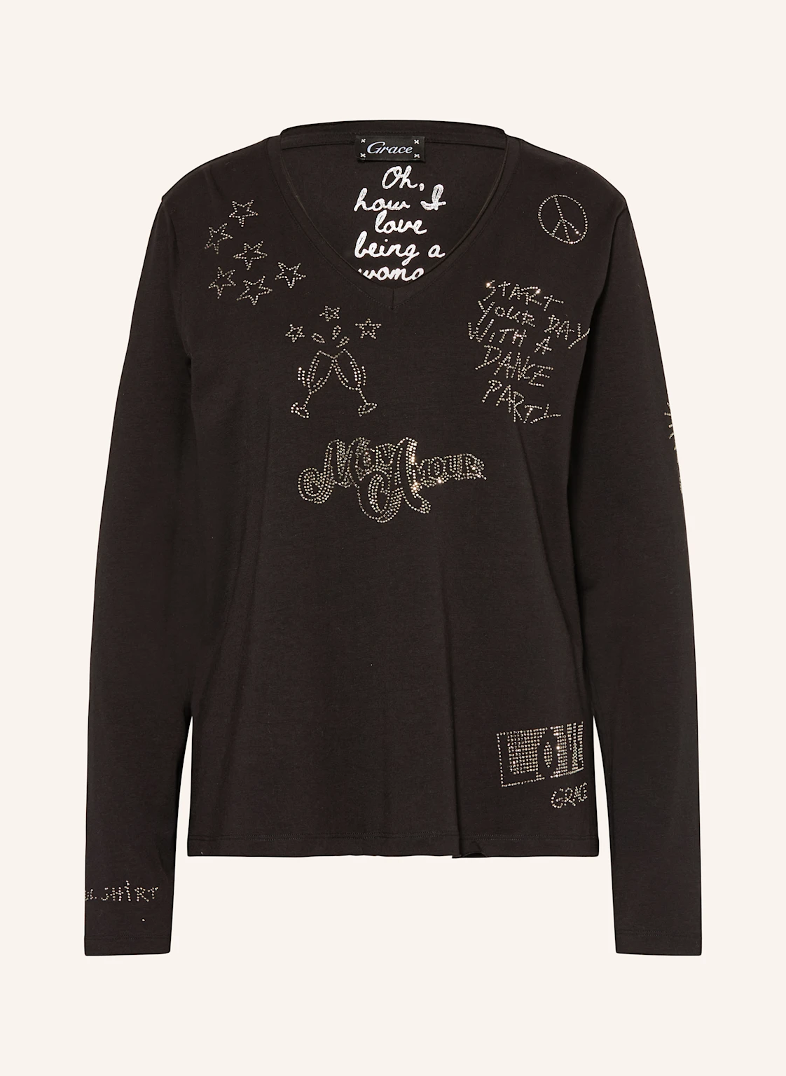 Grace Longsleeve mit Schmucksteinen